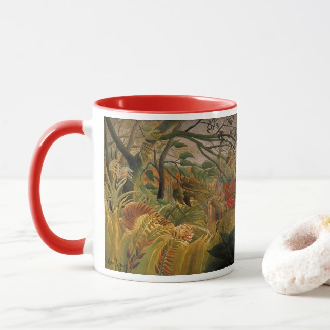 Caneca Tigre em uma tempestade tropical por Henri Roussea (Com Donut)