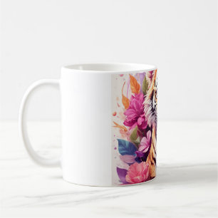 Caneca Tigre Floral - Caneca de Café Tigre Rosa -
