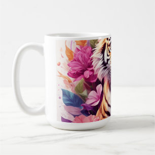 Caneca Tigre Floral - Caneca de Café Tigre Rosa - 