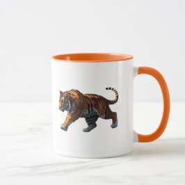 Caneca Tigre puissant en mouvements, pixel art. 