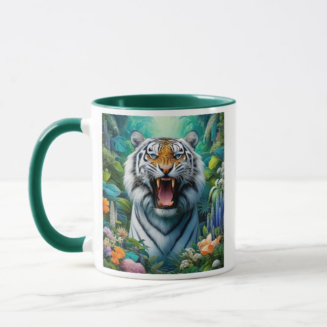 Caneca Tigre rugissant au milieu de la jungle. (Esquerda)
