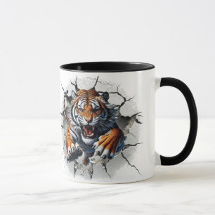 Caneca Tigre saindo de uma parede rachada