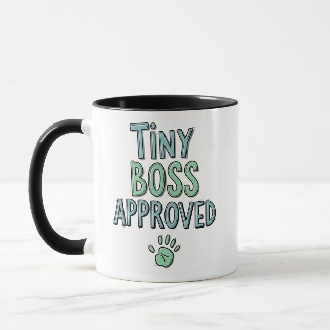 Caneca Tiny Boss Aprovado Cute Pet Impressão de Pata em D (Esquerda)
