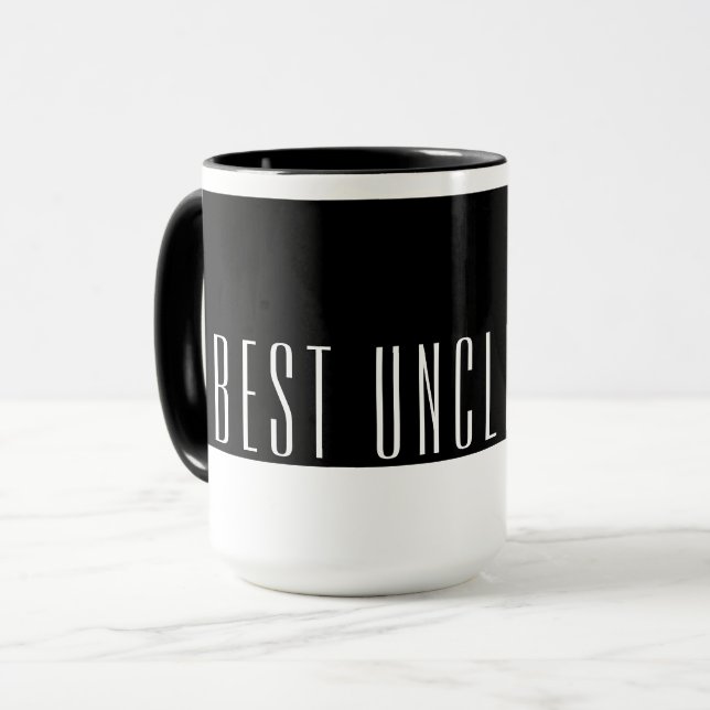 Caneca Tio MELHOR de todos os tempos em Preto e Branco Mo (Frente Esquerda)