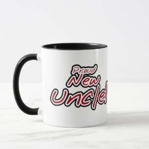 Caneca Tio Novo Orgulhoso - Texto Vermelho e Preto