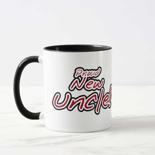 Caneca Tio Novo Orgulhoso - Texto Vermelho e Preto (Esquerda)