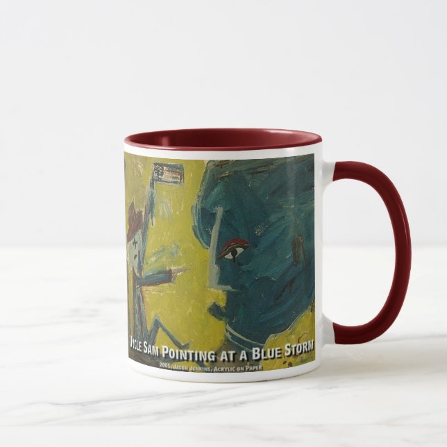Caneca tio sam apontando para uma tempestade azul (Direita)
