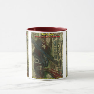 Caneca tio sam sobre uma rodovia vazia