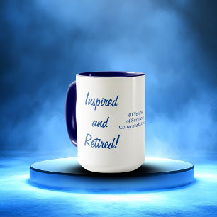 Caneca Tipografia Aconchegante de Aposentadoria Azul Pers