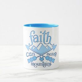 Caneca Tipografia Azul Fé Move Montanhas