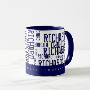 Caneca Tipografia azul legal e moderna (padrão de nomes)