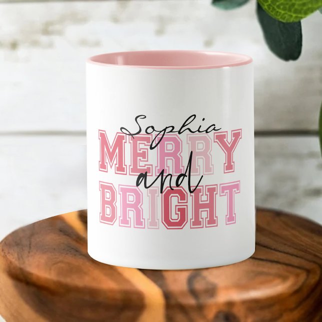 Caneca Tipografia Cor-de-Rosa Alegre e Brilhante Groovy N (Criador carregado)