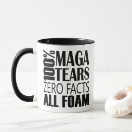 Caneca Tipografia das lágrimas brancas pretas anti-MAGA