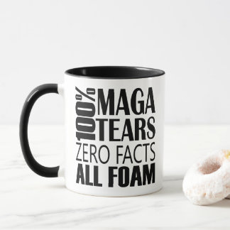 Caneca Tipografia das lágrimas brancas pretas anti-MAGA