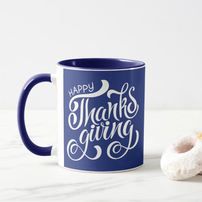 Caneca Tipografia de Ação de Graças elegante (Com Donut)