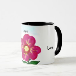 Caneca Tipografia de Amor Floral Rosa Brilhante