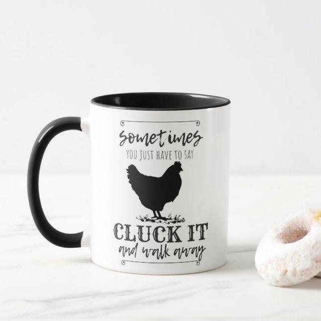 Caneca Tipografia de Humor em Frango CLUCK IT (Com Donut)