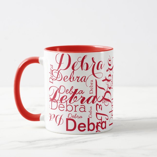 Caneca Tipografia de Nome Repetitivo Vermelho (Esquerda)