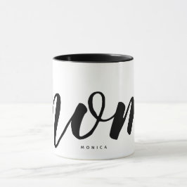 Caneca Tipografia Mínima Branca e Preta