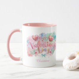 Caneca Tipografia Rosa Fofa em Aquarela para o Dia dos Na