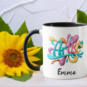 Caneca Tipografia Roteiro Artista,Colorido, Moderno, Eleg