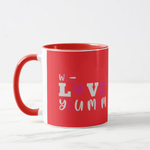 Caneca Tipográfica Vermelha de Duas Cores Fofa 'Nó