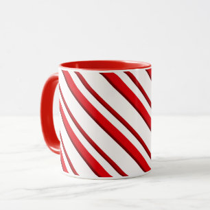 Caneca Tiras de canas doces, vermelho e branco de menta