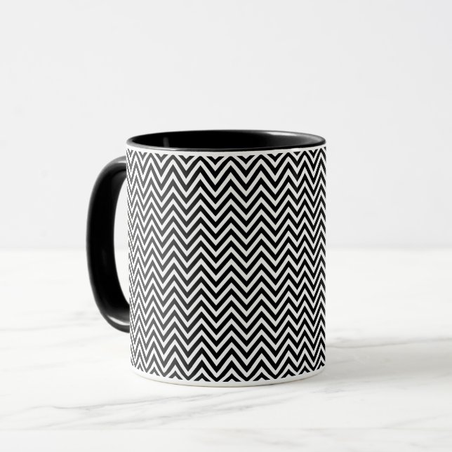 Caneca Tiras de divisa em preto e branco (Frente Esquerda)