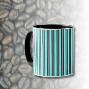 Caneca Tiras de Efeito Metálico 3D, Azul Neon Moderno e P