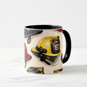 Caneca Título padrão de capacete de bombeiro departamento