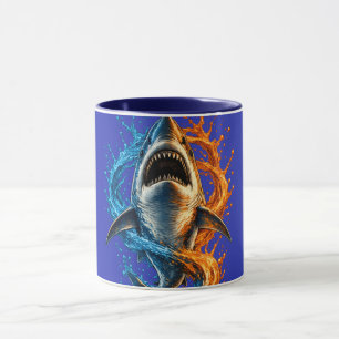 Caneca Toalha de Praia Tubarão Feroz – Azul e Laranja Oce