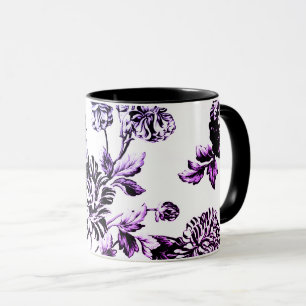 Caneca Toalha Floral Azul-roxa Preta
