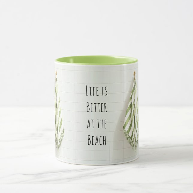 Caneca Toalhas de Praia Listras Brancas Verdes (Centro)
