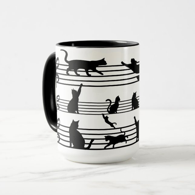 Caneca Tocando Piano de Cats - Coffee Mug (Frente Esquerda)
