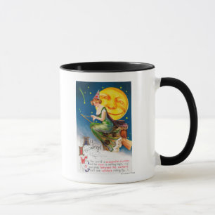 Caneca Toda a bruxa do Dia das Bruxas em uma vassoura