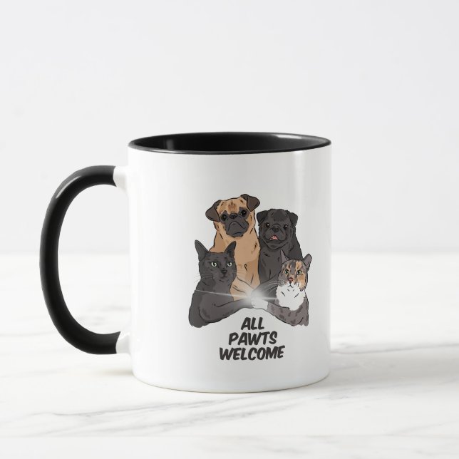 Caneca Todos os Pawts Bem-vindos Combo Mug, 11 oz (Esquerda)