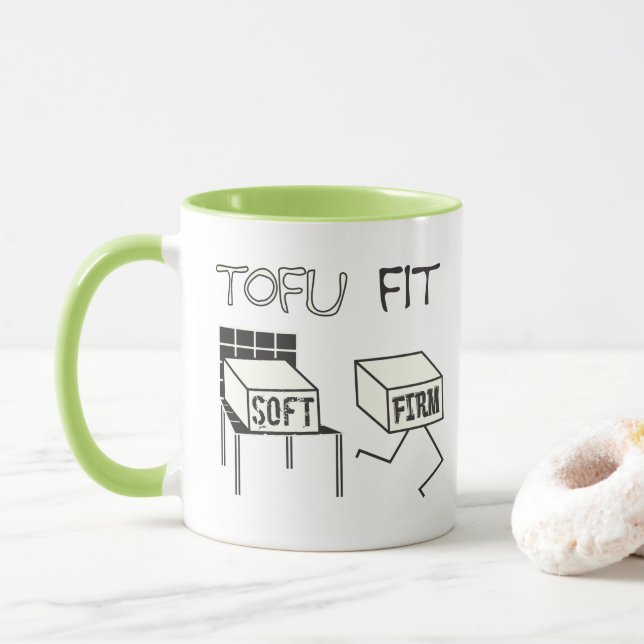 Caneca Tofu Ajustado Engraçado Correndo Tofu Soy temático (Com Donut)