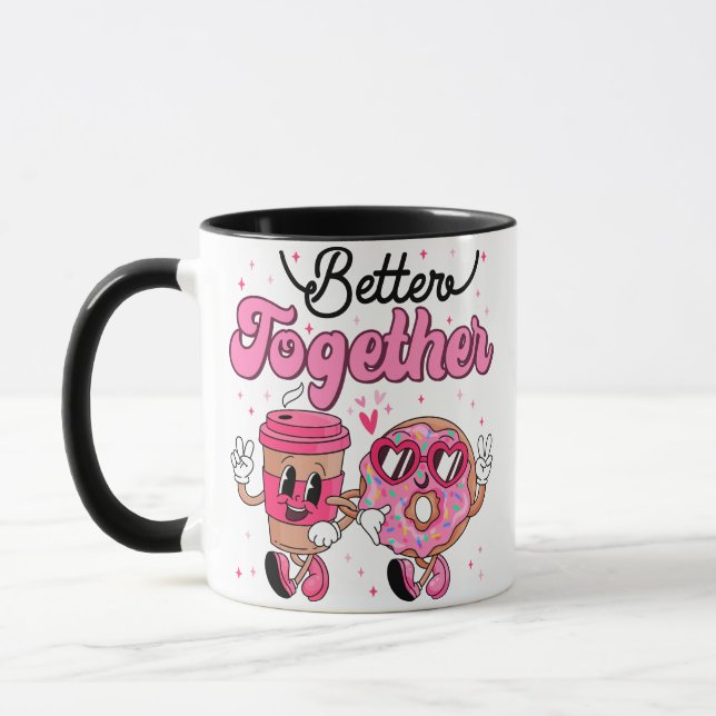 Caneca Together Coffee & Donut Valentine Design • Cute Ka (Esquerda)