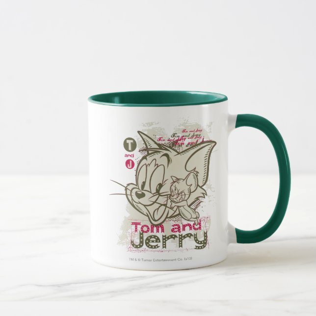 Caneca Tom e Jerry Rosa e Verde (Direita)