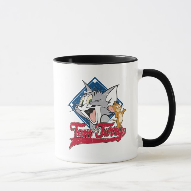 Caneca Tom E Jerry | Tom E Jerry Sobre O Diamante De Base (Direita)