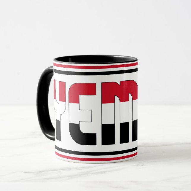 Caneca Tomando café com o Café Patriótico do Iêmen (Frente Esquerda)