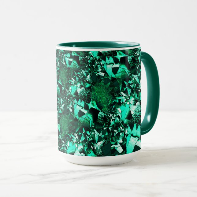Caneca Tonalidades verdes brilhantes e semelhantes a grav (Frente Esquerda)