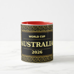 Caneca Torcida de Futebol da Austrália 2026 Luxo em Preto