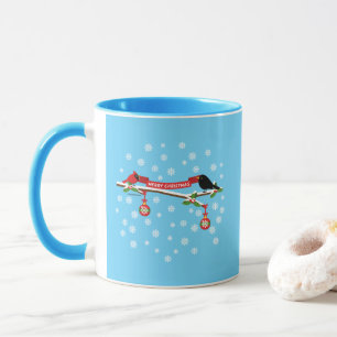 Caneca Tordo Preto Fofo E Cardinal Em Galho - BOAS FESTAS