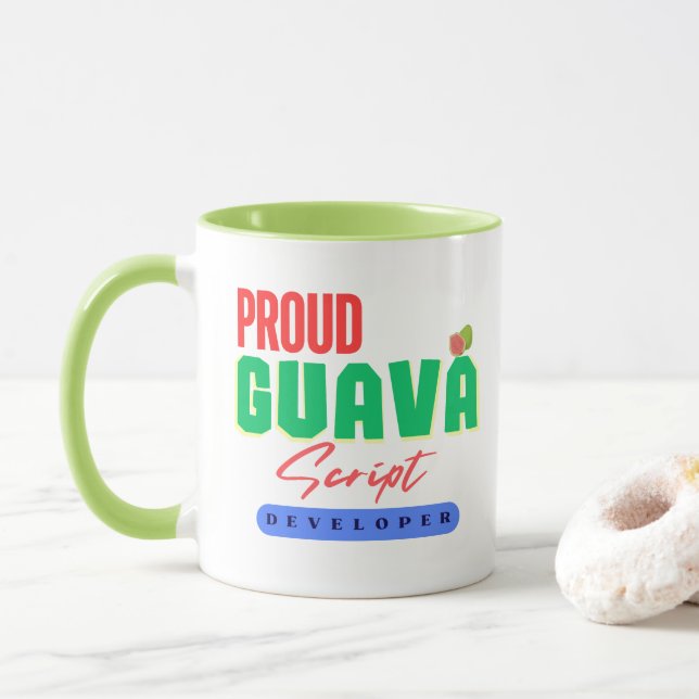 Caneca Tornando-se Desenvolvedor da Linguagem GuavaScript (Com Donut)