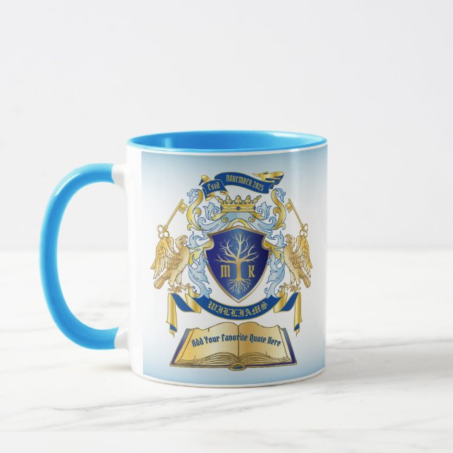 Caneca Tornar Sua Própria Chave Emblem Tree Book Dourada  (Esquerda)