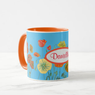 Caneca Tornozelo Azul Laranja Pópias Pópias Aquarela