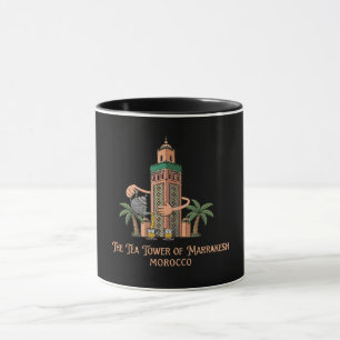 Caneca Torre de Chá de Marrakesh Marrocos Ilustração Vint