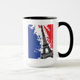 Caneca Torre Eiffel   bandeira do Grunge de Paris, France