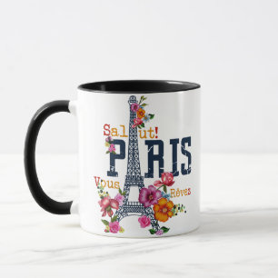 Caneca Torre Eiffel Paris Shirt Salut Flor Paris Fra